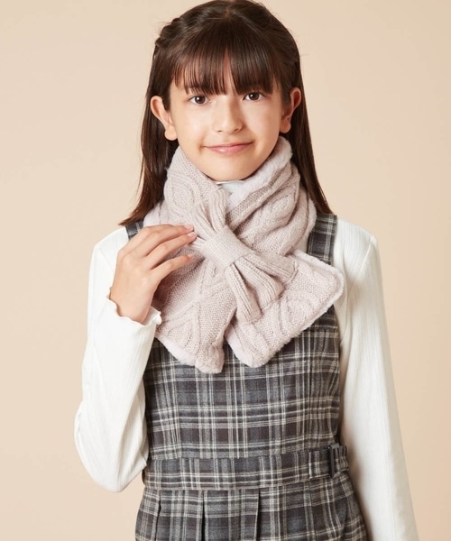 a.v.v（アーヴェヴェ）の「[KIDS]リボンスヌード（ストール/ショール・キッズ・アイボリー/ライトピンク・120）」の15枚目の写真