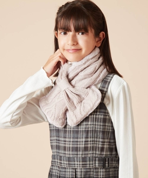 a.v.v（アーヴェヴェ）の「[KIDS]リボンスヌード（ストール/ショール・キッズ・アイボリー/ライトピンク・120）」の16枚目の写真