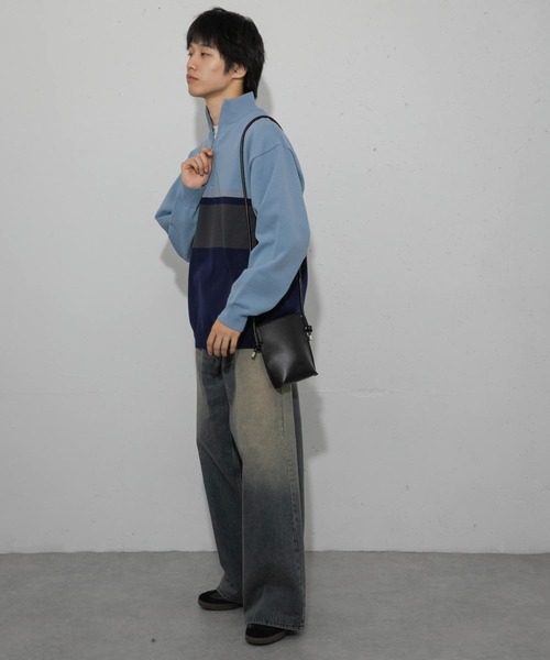 SENSE OF PLACE by URBAN RESEARCH(センスオブプレイスバイアーバンリサーチ)の「パネルボーダーハーフZIPニット(ニット/セーター・メンズ・レッド/ブルー/ブラック・MEDIUM/LARGE)」の6枚目の写真