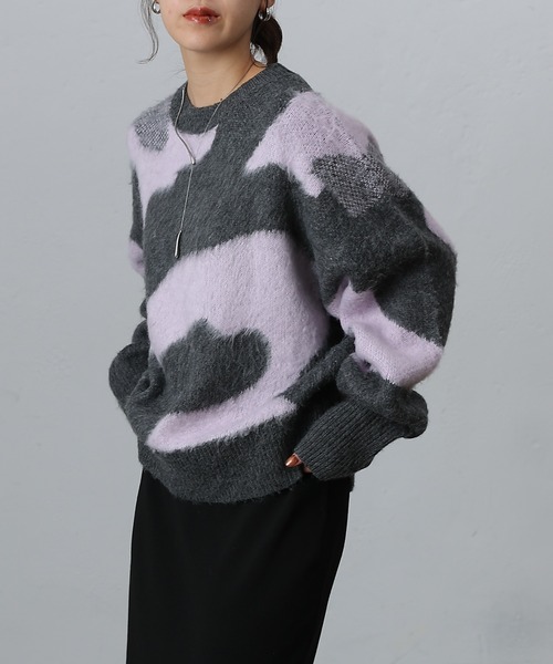 COLONY 2139（コロニートゥーワンスリーナイン）の「ニュアンスジャガードニットプルオーバー（ニット/セーター・レディース・ライトグレー/グレー/チャコールグレー・FREE）」の4枚目の写真