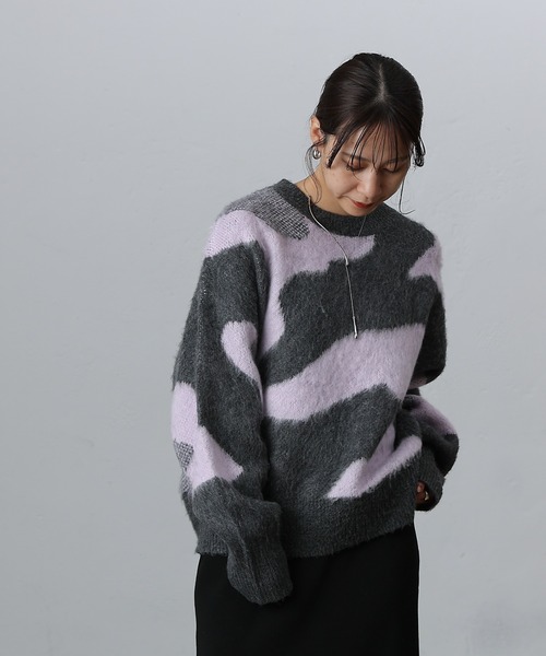 COLONY 2139（コロニートゥーワンスリーナイン）の「ニュアンスジャガードニットプルオーバー（ニット/セーター・レディース・ライトグレー/グレー/チャコールグレー・FREE）」の5枚目の写真