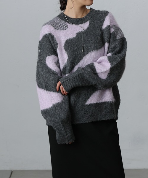 COLONY 2139（コロニートゥーワンスリーナイン）の「ニュアンスジャガードニットプルオーバー（ニット/セーター・レディース・ライトグレー/グレー/チャコールグレー・FREE）」の6枚目の写真