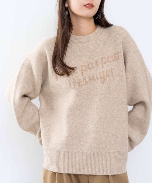 refinedworks（リファインドワークス）の「【refinedworks】モチモチ素材で作成したロゴ入りニットプルオーバー！（ニット/セーター・レディース・グレー/ライトブラウン/ベージュ・FREE）」の3枚目の写真