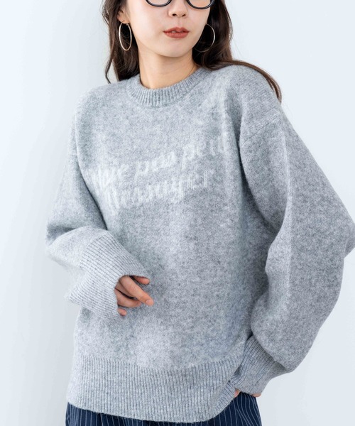 refinedworks（リファインドワークス）の「【refinedworks】モチモチ素材で作成したロゴ入りニットプルオーバー！（ニット/セーター・レディース・グレー/ライトブラウン/ベージュ・FREE）」の2枚目の写真