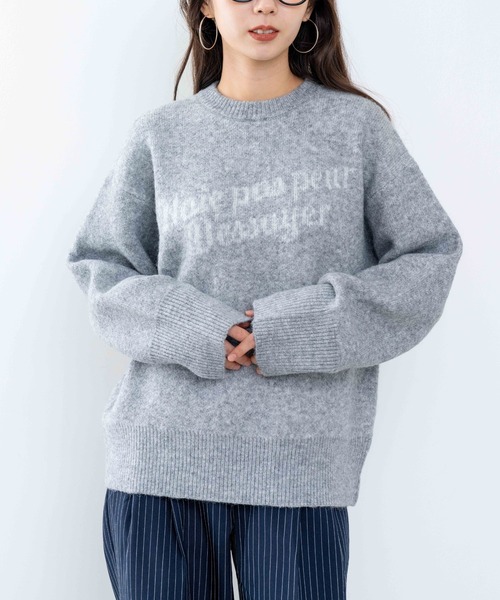 refinedworks（リファインドワークス）の「【refinedworks】モチモチ素材で作成したロゴ入りニットプルオーバー！（ニット/セーター・レディース・グレー/ライトブラウン/ベージュ・FREE）」の4枚目の写真