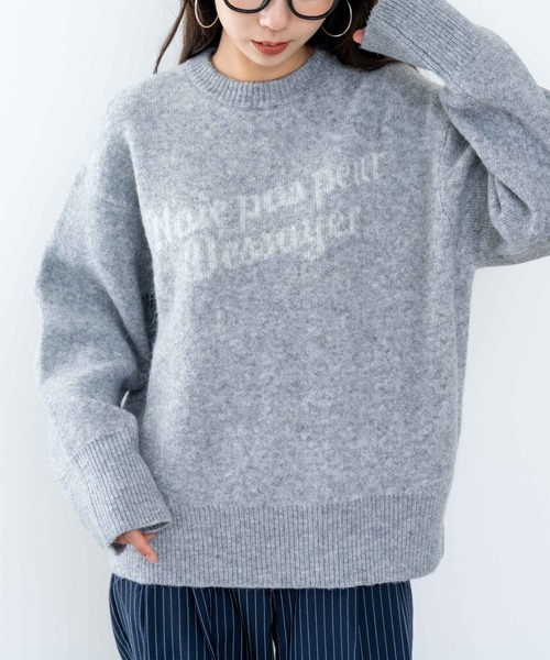 refinedworks（リファインドワークス）の「【refinedworks】モチモチ素材で作成したロゴ入りニットプルオーバー！（ニット/セーター・レディース・グレー/ライトブラウン/ベージュ・FREE）」の5枚目の写真