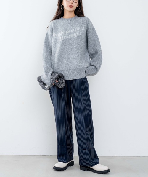 refinedworks（リファインドワークス）の「【refinedworks】モチモチ素材で作成したロゴ入りニットプルオーバー！（ニット/セーター・レディース・グレー/ライトブラウン/ベージュ・FREE）」の7枚目の写真