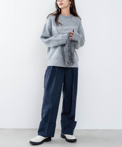 refinedworks（リファインドワークス）の「【refinedworks】モチモチ素材で作成したロゴ入りニットプルオーバー！（ニット/セーター・レディース・グレー/ライトブラウン/ベージュ・FREE）」の10枚目の写真