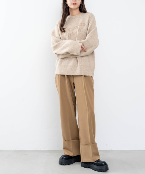 refinedworks（リファインドワークス）の「【refinedworks】モチモチ素材で作成したロゴ入りニットプルオーバー！（ニット/セーター・レディース・グレー/ライトブラウン/ベージュ・FREE）」の17枚目の写真