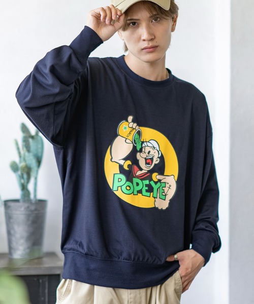 POPEYE(ポパイ)の「【POPEYE】プリント ミニ裏毛 スウェット Tシャツ(スウェット・メンズ・グリーン/ベージュ/チャコール/オートミール/ホワイト/ネイビー/ブラック/杢グレー・LARGE/MEDIUM/X-LARGE)」の8枚目の写真
