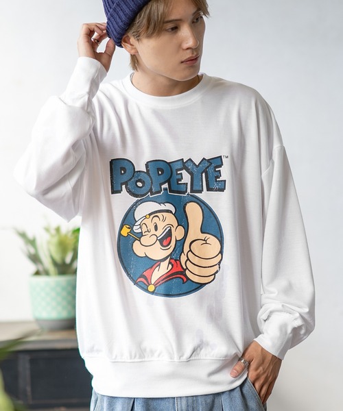 POPEYE(ポパイ)の「【POPEYE】プリント ミニ裏毛 スウェット Tシャツ(スウェット・メンズ・グリーン/ベージュ/チャコール/オートミール/ホワイト/ネイビー/ブラック/杢グレー・LARGE/MEDIUM/X-LARGE)」の2枚目の写真