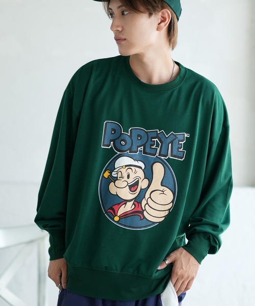 POPEYE(ポパイ)の「【POPEYE】プリント ミニ裏毛 スウェット Tシャツ(スウェット・メンズ・グリーン/ベージュ/チャコール/オートミール/ホワイト/ネイビー/ブラック/杢グレー・LARGE/MEDIUM/X-LARGE)」の7枚目の写真