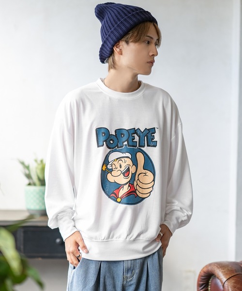 POPEYE(ポパイ)の「【POPEYE】プリント ミニ裏毛 スウェット Tシャツ(スウェット・メンズ・グリーン/ベージュ/チャコール/オートミール/ホワイト/ネイビー/ブラック/杢グレー・LARGE/MEDIUM/X-LARGE)」の9枚目の写真