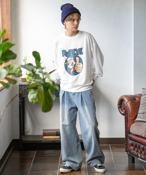POPEYE(ポパイ)の「【POPEYE】プリント ミニ裏毛 スウェット Tシャツ(スウェット・メンズ・グリーン/ベージュ/チャコール/オートミール/ホワイト/ネイビー/ブラック/杢グレー・LARGE/MEDIUM/X-LARGE)」の11枚目の写真