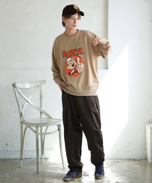 POPEYE(ポパイ)の「【POPEYE】プリント ミニ裏毛 スウェット Tシャツ(スウェット・メンズ・グリーン/ベージュ/チャコール/オートミール/ホワイト/ネイビー/ブラック/杢グレー・LARGE/MEDIUM/X-LARGE)」の20枚目の写真