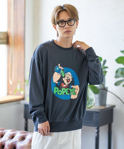POPEYE(ポパイ)の「【POPEYE】プリント ミニ裏毛 スウェット Tシャツ(スウェット・メンズ・グリーン/ベージュ/チャコール/オートミール/ホワイト/ネイビー/ブラック/杢グレー・LARGE/MEDIUM/X-LARGE)」の18枚目の写真