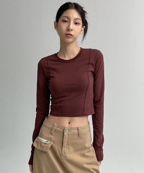 BLACKUP（ブラックアップ）の「[MADE] レニオンピンタックロング長袖Tシャツ（Tシャツ/カットソー・レディース・バーガンディー/チャコール/ブラック/アイボリー・ONESIZE）」の15枚目の写真