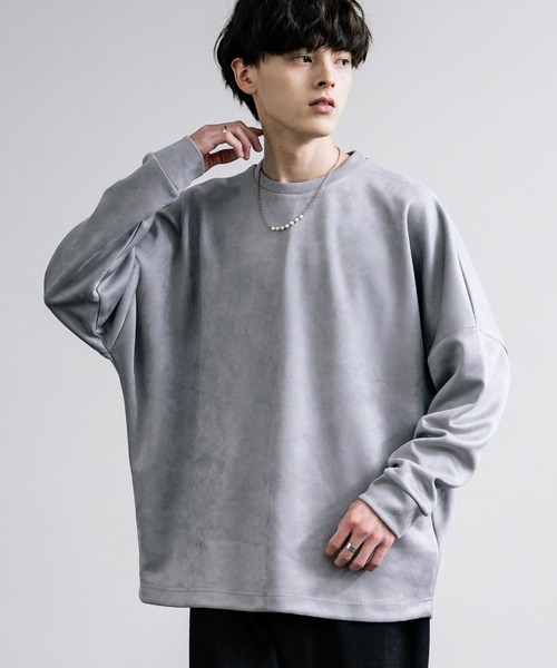 Rocky Monroe（ロッキーモンロー）の「オーバーサイズフェイクスウェードドルマンロンT（Tシャツ/カットソー・メンズ・オフホワイト/グレー/チャコール/ネイビー・M/L）」の3枚目の写真