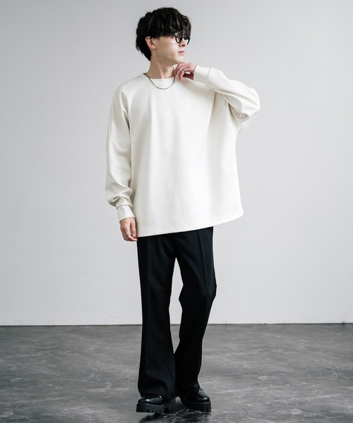 Rocky Monroe（ロッキーモンロー）の「オーバーサイズフェイクスウェードドルマンロンT（Tシャツ/カットソー・メンズ・オフホワイト/グレー/チャコール/ネイビー・M/L）」の8枚目の写真