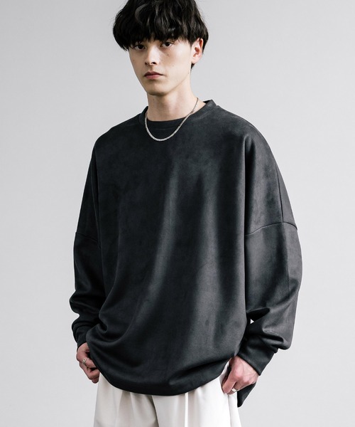 Rocky Monroe（ロッキーモンロー）の「オーバーサイズフェイクスウェードドルマンロンT（Tシャツ/カットソー・メンズ・オフホワイト/グレー/チャコール/ネイビー・M/L）」の13枚目の写真