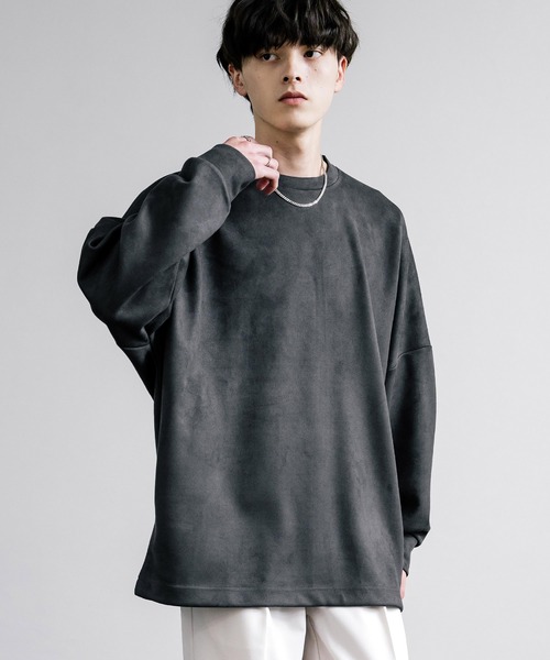 Rocky Monroe（ロッキーモンロー）の「オーバーサイズフェイクスウェードドルマンロンT（Tシャツ/カットソー・メンズ・オフホワイト/グレー/チャコール/ネイビー・M/L）」の14枚目の写真