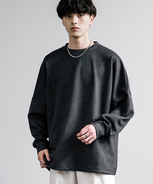 Rocky Monroe（ロッキーモンロー）の「オーバーサイズフェイクスウェードドルマンロンT（Tシャツ/カットソー・メンズ・オフホワイト/グレー/チャコール/ネイビー・M/L）」の15枚目の写真