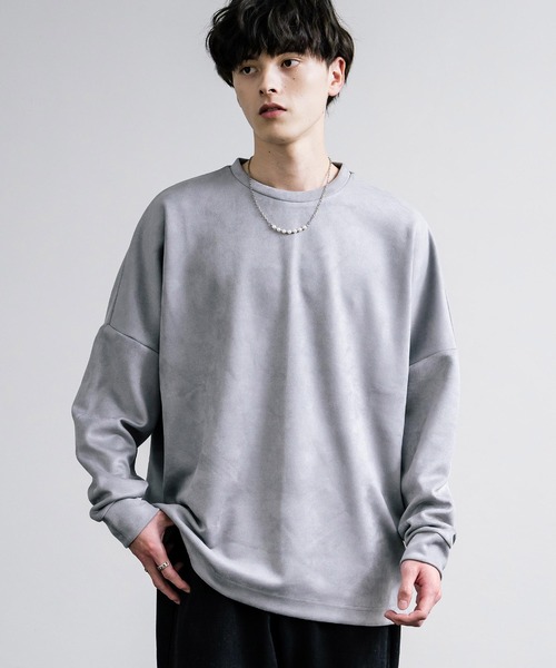 Rocky Monroe（ロッキーモンロー）の「オーバーサイズフェイクスウェードドルマンロンT（Tシャツ/カットソー・メンズ・オフホワイト/グレー/チャコール/ネイビー・M/L）」の9枚目の写真