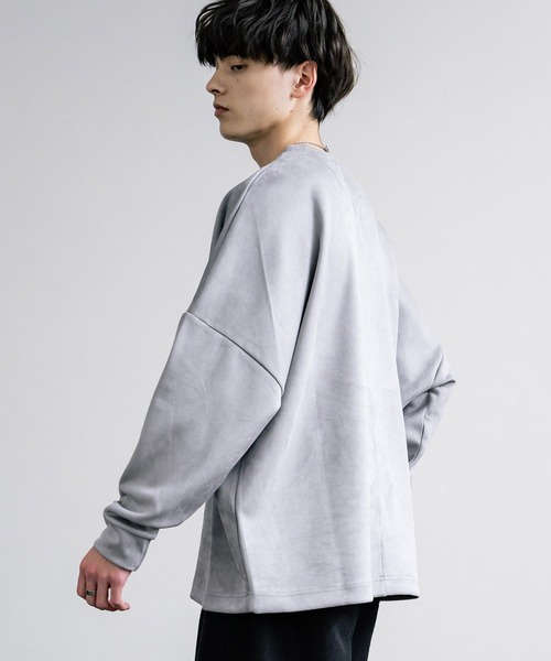 Rocky Monroe（ロッキーモンロー）の「オーバーサイズフェイクスウェードドルマンロンT（Tシャツ/カットソー・メンズ・オフホワイト/グレー/チャコール/ネイビー・M/L）」の10枚目の写真
