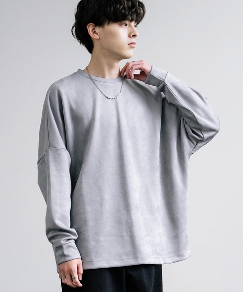 Rocky Monroe（ロッキーモンロー）の「オーバーサイズフェイクスウェードドルマンロンT（Tシャツ/カットソー・メンズ・オフホワイト/グレー/チャコール/ネイビー・M/L）」の11枚目の写真