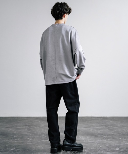 Rocky Monroe（ロッキーモンロー）の「オーバーサイズフェイクスウェードドルマンロンT（Tシャツ/カットソー・メンズ・オフホワイト/グレー/チャコール/ネイビー・M/L）」の12枚目の写真