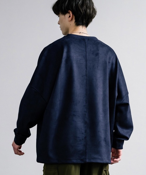 Rocky Monroe（ロッキーモンロー）の「オーバーサイズフェイクスウェードドルマンロンT（Tシャツ/カットソー・メンズ・オフホワイト/グレー/チャコール/ネイビー・M/L）」の17枚目の写真