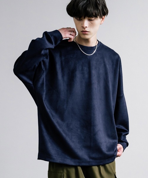 Rocky Monroe（ロッキーモンロー）の「オーバーサイズフェイクスウェードドルマンロンT（Tシャツ/カットソー・メンズ・オフホワイト/グレー/チャコール/ネイビー・M/L）」の18枚目の写真