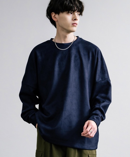 Rocky Monroe（ロッキーモンロー）の「オーバーサイズフェイクスウェードドルマンロンT（Tシャツ/カットソー・メンズ・オフホワイト/グレー/チャコール/ネイビー・M/L）」の19枚目の写真