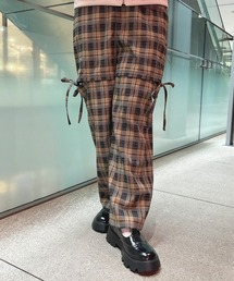 【セットアップ対応】サイドリボンチェックパンツ/fint