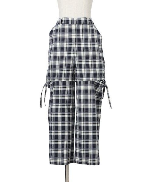 F i.n.t（フィント）の「【セットアップ対応】サイドリボンチェックパンツ/fint（その他パンツ・レディース・ネイビー×ホワイト/ベージュ×ブラック・FREE）」の8枚目の写真