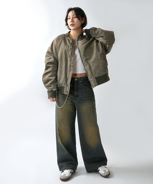 セール】Vintage-like heavy nylon twill MA-1 blouson/ヴィンテージ