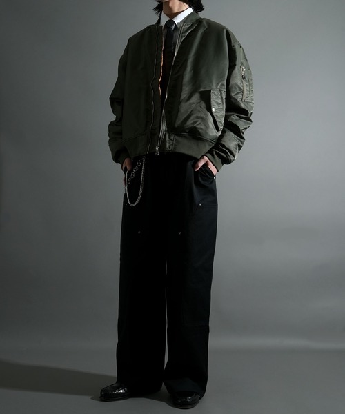 美品 White line ma-1 ブラック 厚手 ナイロン ヴィンテージ セール】Vintage-like heavy nylon twill MA-1 blouson/ヴィンテージ