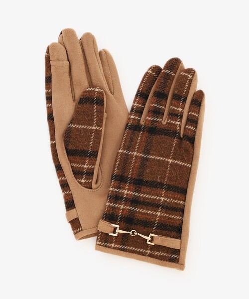 Afternoon Tea(アフタヌーンティー)の「ビット付きチェックグローブ(手袋・レディース・ブラウン/グレー/ベージュ・ONE SIZE)」の3枚目の写真