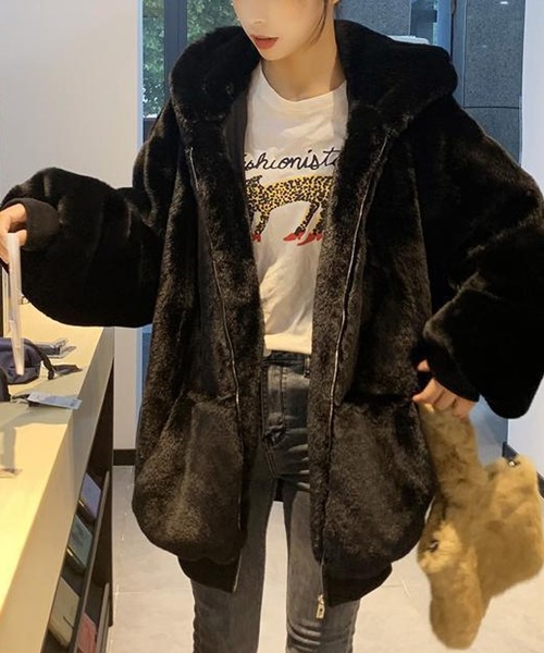 フェイクファービッグフードパーカー（ブルゾン）｜ROOPTOKYO（ループトウキョウ）