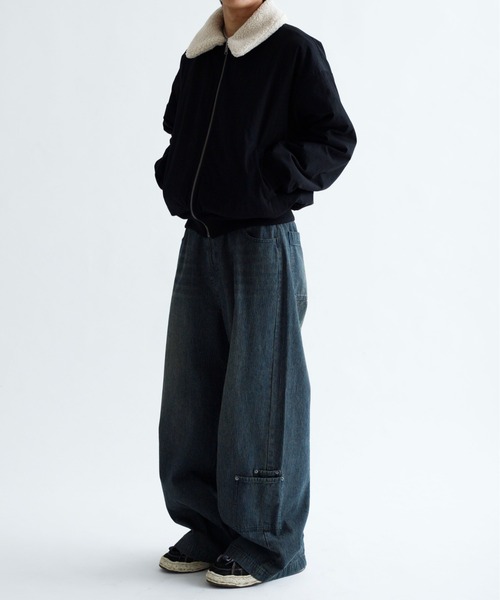 EPNK】Washing stripe denim wide pants /ウォッシング