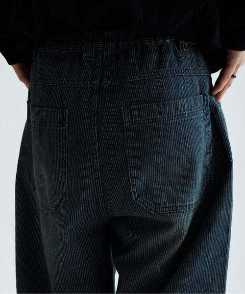 EPNK】Washing stripe denim wide pants /ウォッシング
