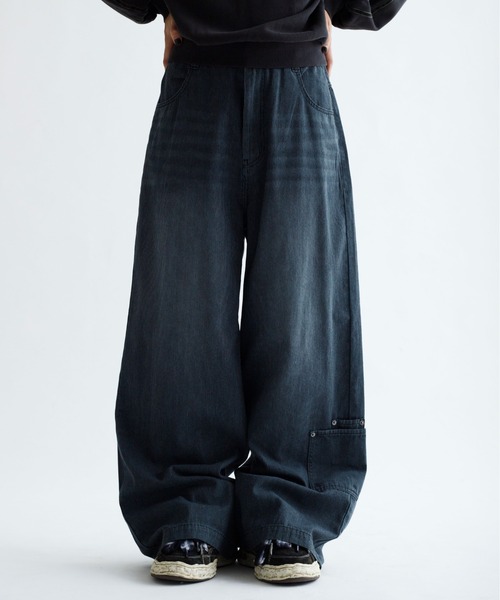 【epnok】 ボタンフライワイドデニムパンツ Lサイズ【現在完売品】 EPNK】Button fly wide denim pants / ボタンフライワイドデニム