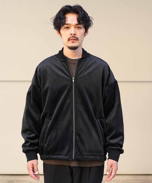 jiggys shop（ジギーズショップ）の「ベロアビックシルエットジップ裏ボアブルゾン MA-1（ブルゾン・メンズ・ブラック/ライトブラウン・MEDIUM/LARGE）」の9枚目の写真