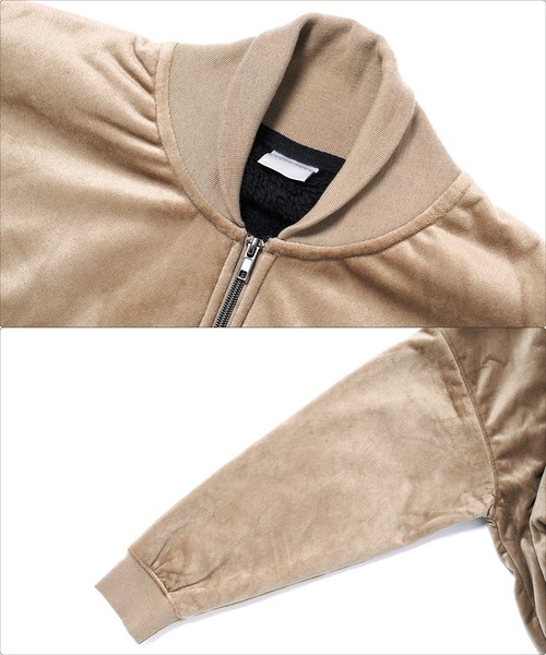 jiggys shop（ジギーズショップ）の「ベロアビックシルエットジップ裏ボアブルゾン MA-1（ブルゾン・メンズ・ブラック/ライトブラウン・MEDIUM/LARGE）」の5枚目の写真