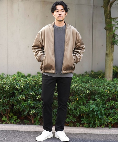 jiggys shop（ジギーズショップ）の「ベロアビックシルエットジップ裏ボアブルゾン MA-1（ブルゾン・メンズ・ブラック/ライトブラウン・MEDIUM/LARGE）」の12枚目の写真