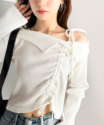 mily bilet（ミウィビレット）の「【mily bilet】エレガントな大人カジュアル。マルチウェイオフショル肩リボンギャザープルオーバー（Tシャツ/カットソー）」