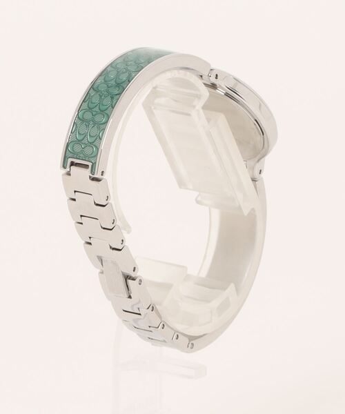 COACH(コーチ)の「「COACH/コーチ」 CHELSEA チェルシー27mm SS ホワイト サンレイ ダイヤル クリスタル ティール シグネチャー C トランスルーセント エナメル バングル(アナログ腕時計・レディース・グリーン/ゴールド×ブラウン・FREE)」の6枚目の写真