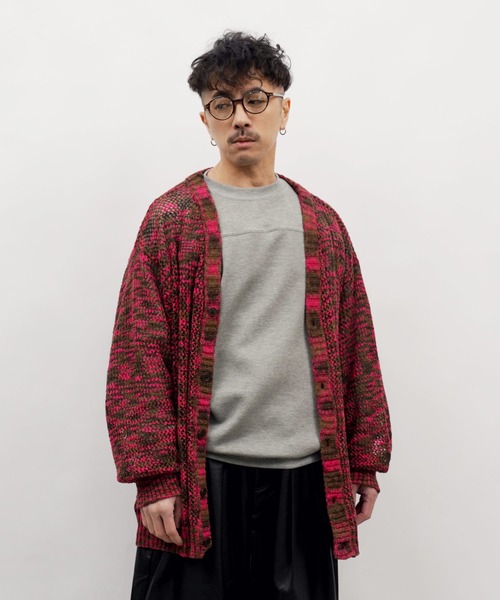 V‑neck loop yarn прозрачный вязаный LS поло