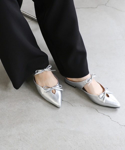 select MOCA（セレクトモカ）の「ダブルリボンミュールサンダル（パンプス・レディース・シルバー/ブラック・SMALL/MEDIUM/LARGE）」の7枚目の写真