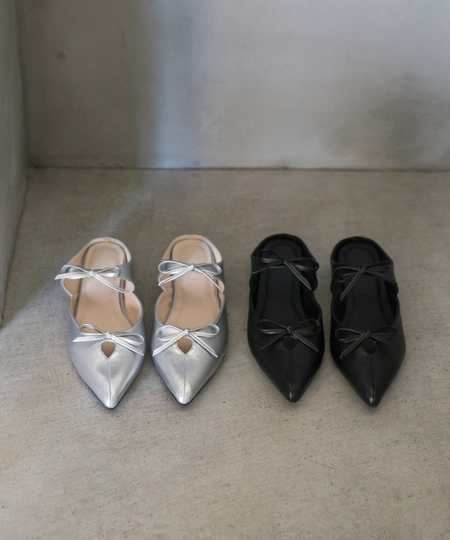select MOCA（セレクトモカ）の「ダブルリボンミュールサンダル（パンプス・レディース・シルバー/ブラック・SMALL/MEDIUM/LARGE）」の20枚目の写真